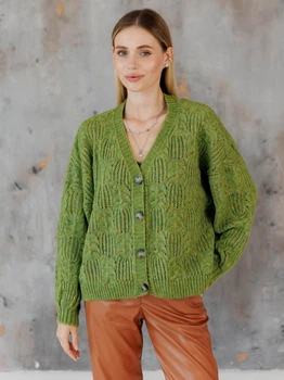 Кардиган с примесью шерсти вязаный женский ARTKNIT Кружево-кардиган S-M Зеленый (2251724463017)