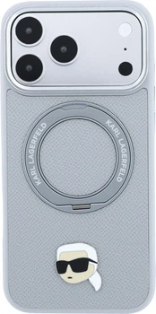 Чохол для смартфона Apple iPhone 18 Pro/iPhone 17 Pro Karl Lagerfeld with Ring Stand 360 Karl Head Pin MagSafe Grey (3666339658809)
