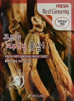 Маска тканинна 3W Clinic для обличчя червоний женьшень Fresh Red Ginseng Mask Sheet 23 мл