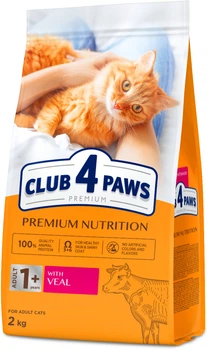 Сухой корм для взрослых кошек Club 4 Paws (Клуб 4 Лапы) Премиум, с телятиной 2 кг (B4640801)