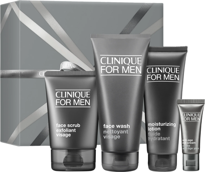 Набір для догляду за обличчям Clinique Great Skin for Him Гель для вмивання 200 мл + Скраб для обличчя 100 мл + Крем для шкіри навколо очей 15 мл + Лосьйон для обличчя 100 мл (192333322994)