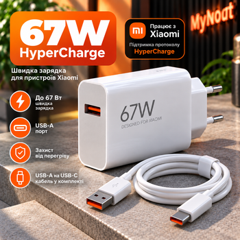 Зарядний пристрій Xiaomi 67W HyperCharge Combo (Type-A) + кабель USB-C