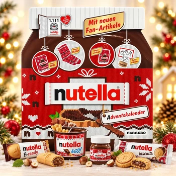Набір Подарунок Новорічний Адвент календар Nutella Advent Calendar Christmas Present Шоколадні ласощі та мініпредмети Дитячий 528г