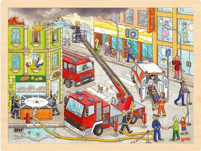 Puzzle drewniane Goki Straż pożarna 96 elementów (5220527)