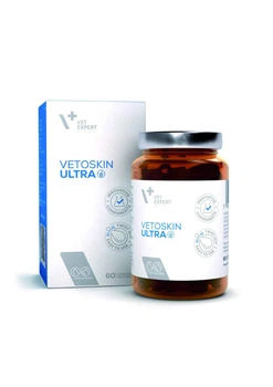 Нутрицевтическая добавка Vet Expert VetoSkin Ultra для комплексной поддержки и регенерации кожи и шерсти у кошек и собак 60 капсул