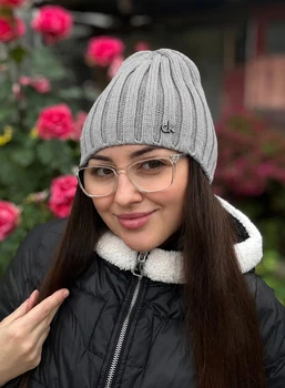 Демисезонная женская шапка лопатка CALVIN KLEIN с шерстью и кашемиром без подворота серая