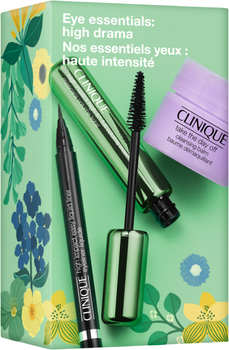 Zestaw kosmetyków do makijażu Clinique Eye Essentials High Drama Tusz do rzęs czarny 10 ml + Eyeliner do oczu 0.34 g + Balsam do demakijażu 15 ml (192333320648)