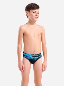 Подростковые плавки для мальчика Arena Paint Swim Briefs 011800-550 152 см Черный/Бирюзовый (3468337913542)