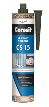 Герметик силіконовий Ceresit CS 15 санітарний, прозорий, 280 мл