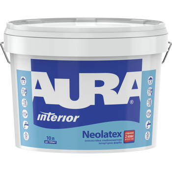 Фарба глубокоматовая Aura Neolatex 10 л, біла - акрилова водно-дисперсійна, тонується