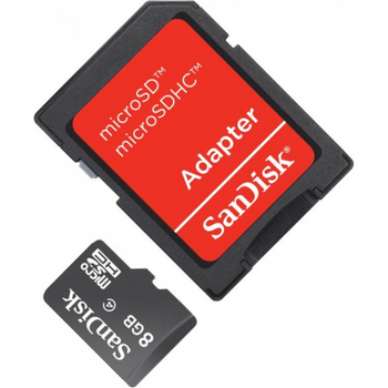 Карта памяти micro SDHC 8Gb SanDisk + SD-adapter