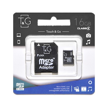 Карта памяти MicroSDHC 16GB Class 4 T&G + SD-adapter