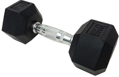 Гантель шестигранна обгумована HouseFit 8 кг (DD 6442-8)