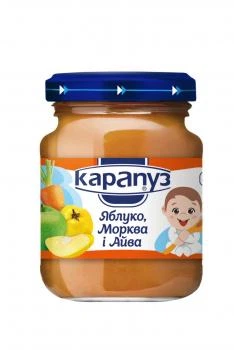 Пюре Карапуз Румяные щечки с яблоком, морковью и айвой, 125 г (237003)
