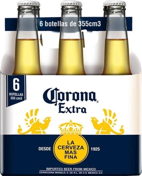 Упаковка пива Corona Extra светлое фильтрованное 4.5% 0.355 л x 6 шт (75032814)
