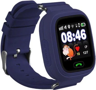 Детские умные часы EWatch Q100 с GPS трекером темно-синие