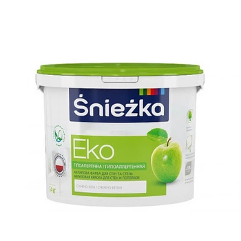 Краска акриловая Sniezka Eko матовая белая гипоаллергенная для стен и потолков