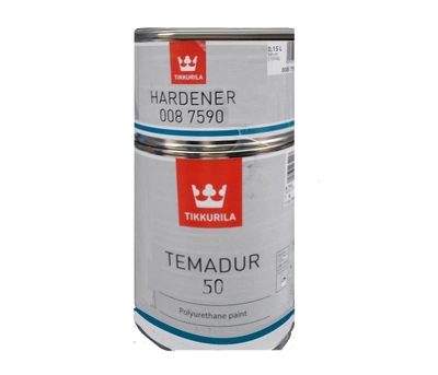 Эмаль полиуретановая TIKKURILA TEMADUR 50 износостойкая, TAL-белый, 0,75 + 0,15л