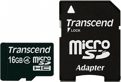 Карта памяти Transcend microSDHC class 4 SD adapter 16Gb Black