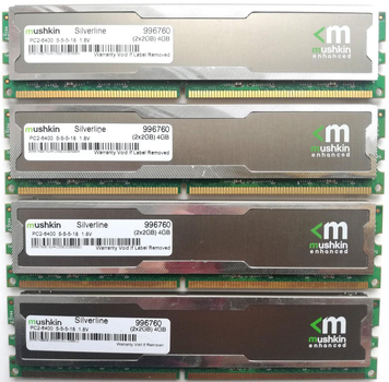 Комплект оперативной памяти Mushkin DDR2 8Gb (4*2Gb) 800MHz PC2 6400U CL5 (996760) Б/У