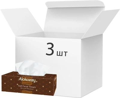 Упаковка серветок Alokozay двошарових 3 пачки по 200 шт. (4820229040870)