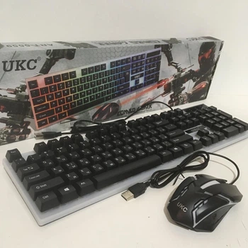 Комплект UKC клавіатура і миша з LED підсвічуванням 104 клавіші 44см Чорний (K01-5559)