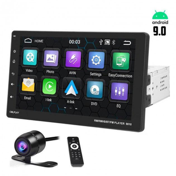 Автомагнітола 1 DIN CML-PLAY 9010A з регулюємо сенсорним екраном 9 дюймів, USB, BT, GPS, Wi-fi, Android 9.0 і камерою заднього виду (9010A)
