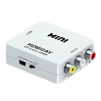 Конвертер Mini переходник HDMI to AV ВЫХОД 3RCA (мама) на ВХОД HDMI (мама) 720P / 1080P White