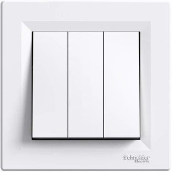 Вимикач 3-клавішний Schneider Electric Asfora 10 A Білий (EPH2100121)