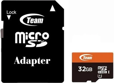 Карта памяти Team microSDHC class10 UHS-1 SD adapter 32Gb Black