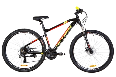 Велосипед 29" Optimabikes F-1 AM 14G DD алюминиевый 2019 (черно-красный с желтым) OptimaBikes OPS-OP-29-073