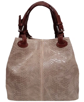 Женская кожаная сумка Italian bags DB6929 gray brown