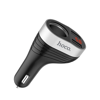 Автомобильное зарядное устройство Hoco Z29 2 USB 3.1A чёрное с дисплеем и гнездом прикуривателя
