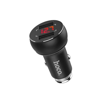 Автомобільний зарядний пристрій Hoco Z22 2 USB 3.1A чорний з дисплеєм