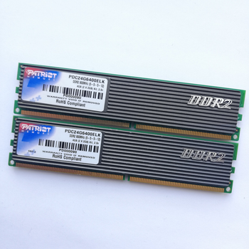 Комплект оперативной памяти Patriot DDR2 4Gb (2Gb+2Gb) Kit of 2 800MHz PC2 6400U CL5 (PDC24G6400ELK) Б/У