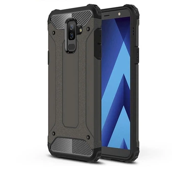 Бронированный противоударный TPU+PC чехол Immortal для Samsung Galaxy A6 Plus (2018) Металл / Gun Metal Без бренда