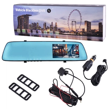 Зеркало для машины L1022 L9003 Touch screen 4.3" 1080P Full 2 камеры HDSYR_1179