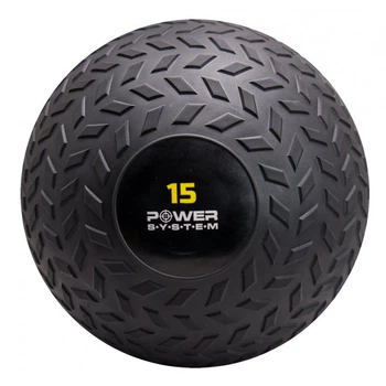 Тренировочный мяч для кроссфита и фитнеса SlamBall Power System PS-4117 15 кг рифленый черный