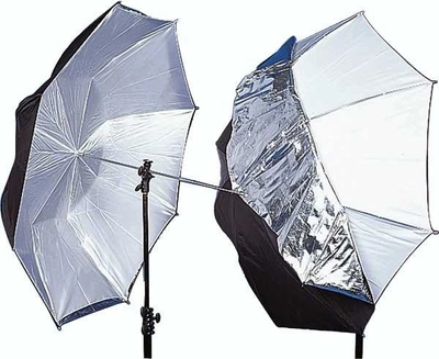 Фото-зонт 2 в 1 - черно-серебряный на отражение + белый Arsenal 84 см