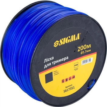 Леска для триммера Sigma квадрат Ø2.7 мм 200 м катушка (5617351)