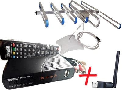 Комплект Т2 Формагиб с тюнером OperaSky OP-507 и WiFi-адаптером (ТВ-тюнер DVB-T2 OperaSky OP-507 + SUPERAнтенна для Т2 Комнатная с TV-кабелем Формагиб + WiFi-адаптер)