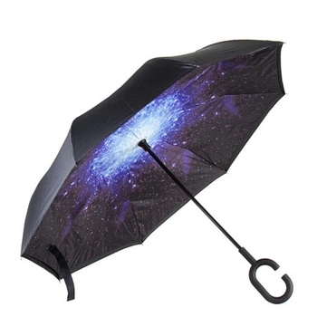 Зонт наоборот Up-Brella женский умный антизонт (смарт зонт) Звездно небо
