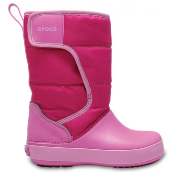 Детские зимние сапоги Crocs Kids LodgePoint Snow Boot С7 24 Малиновые на липучке