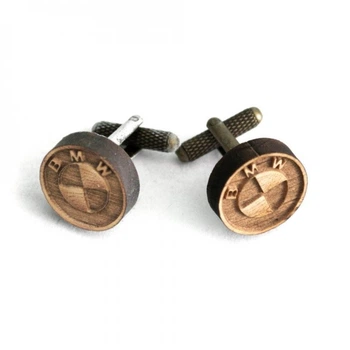 Дерев'яні запонки круглі Bmw Handmade 000083697