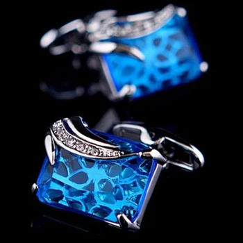 Запонки з синім камінчиком Handmade 000083497
