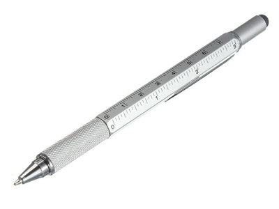Шариковая ручка Genkky С отверткой, стилусом, линейкой и уровнем Синее чернило Серебристый (1004-446-05)