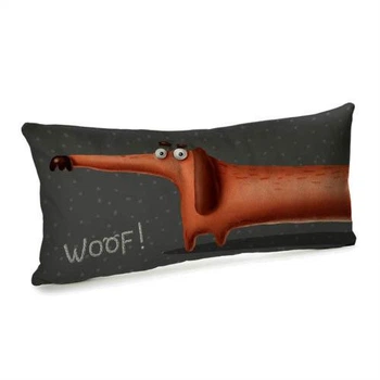 Подушка для дивану оксамитова Woof! Песик на сірому фоні 50x24 см