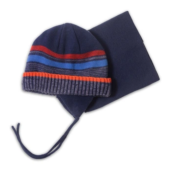 Зимний комплект (шапка на подкладке и бафф) Peluche&Tartine F18ACC53EG-Navy темно-синий 52-56 см (F18ACC53EG-Navy-6/8)