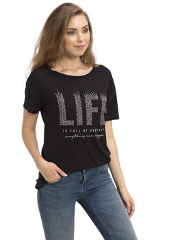 Футболка LC Waikiki LIFE S Чорна (LCW Woman -1342-1)