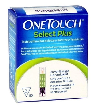 Тест-полоски Ван Тач Селект Плюс (LifeScan One Touch Select Plus), 50 шт.